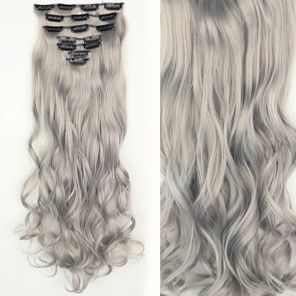 7Pcs Clip-in Hair Extensions | 24 Inch Straight | 60 Colors | Heat Resistant Fiber