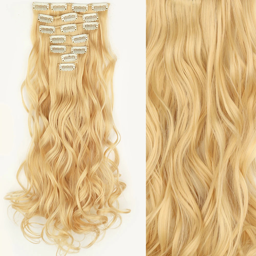 7Pcs Clip-in Hair Extensions | 24 Inch Straight | 60 Colors | Heat Resistant Fiber