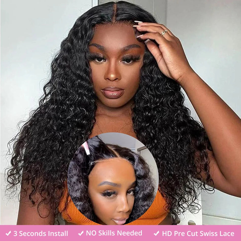 300% High Density HD Lace Front Wig (13x4 / 13x6) – Brazilian Remy Deep Wave Human Hair, Glueless (40–50 Inch)