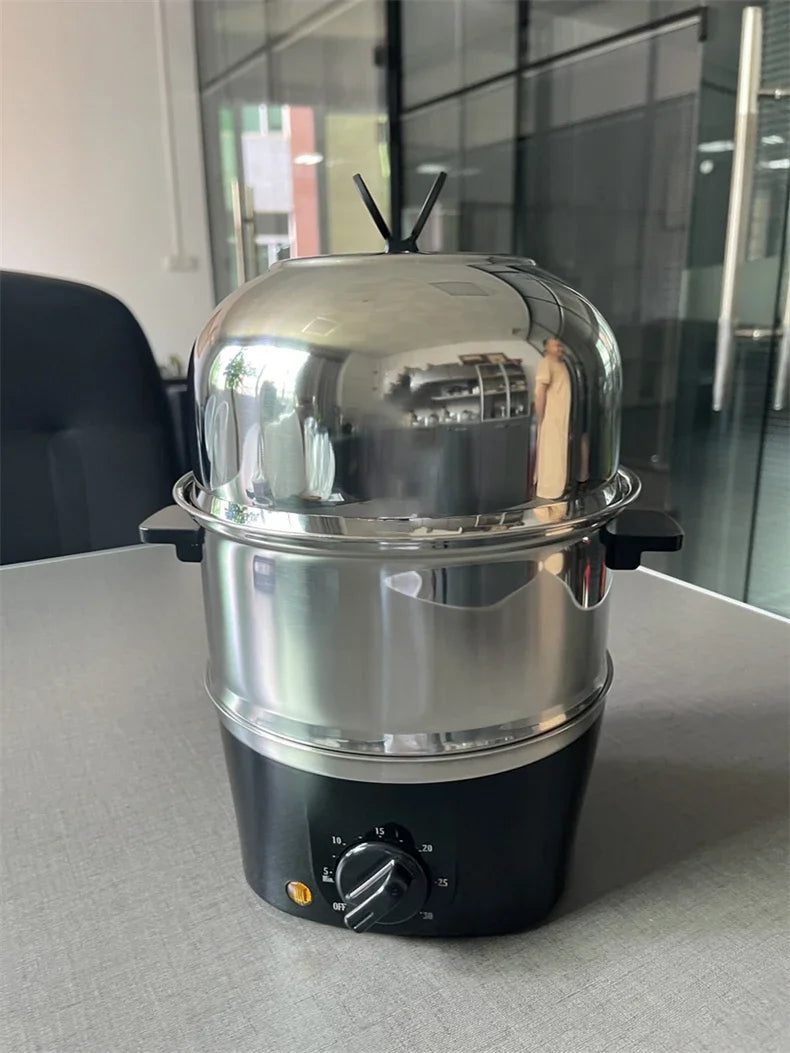 Electric Double-Layer Egg Cooker – Stainless Steel Egg Boiler Steamer