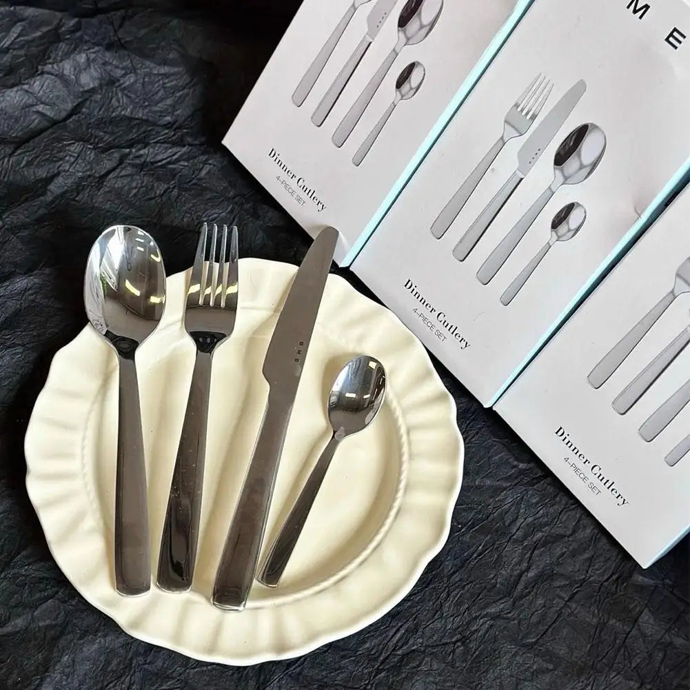 4-Piece Stainless Steel Cutlery Set – Italian Style Fork, Spoon, Knife & Teaspoon for Modern Dining and Gift Use (2025 Edition)
