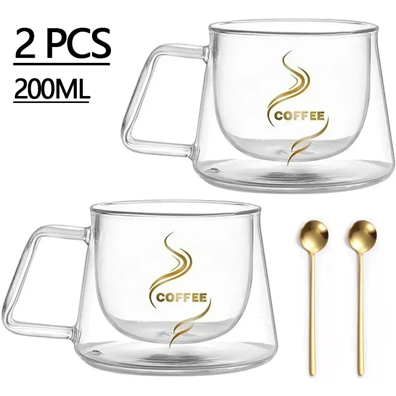 Double Wall Borosilicate Glass Coffee Mug – Heat-Resistant Espresso Cup Gift Set