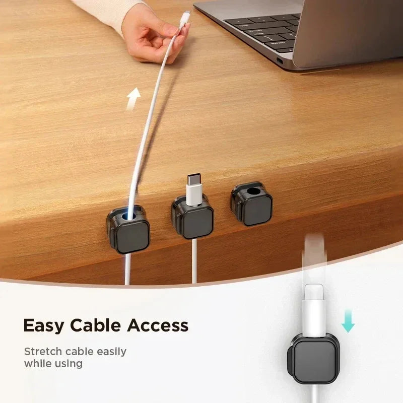 Magnetic Cable Organizer – Adhesive Wire Clip Holder for Home & Office Desk Management