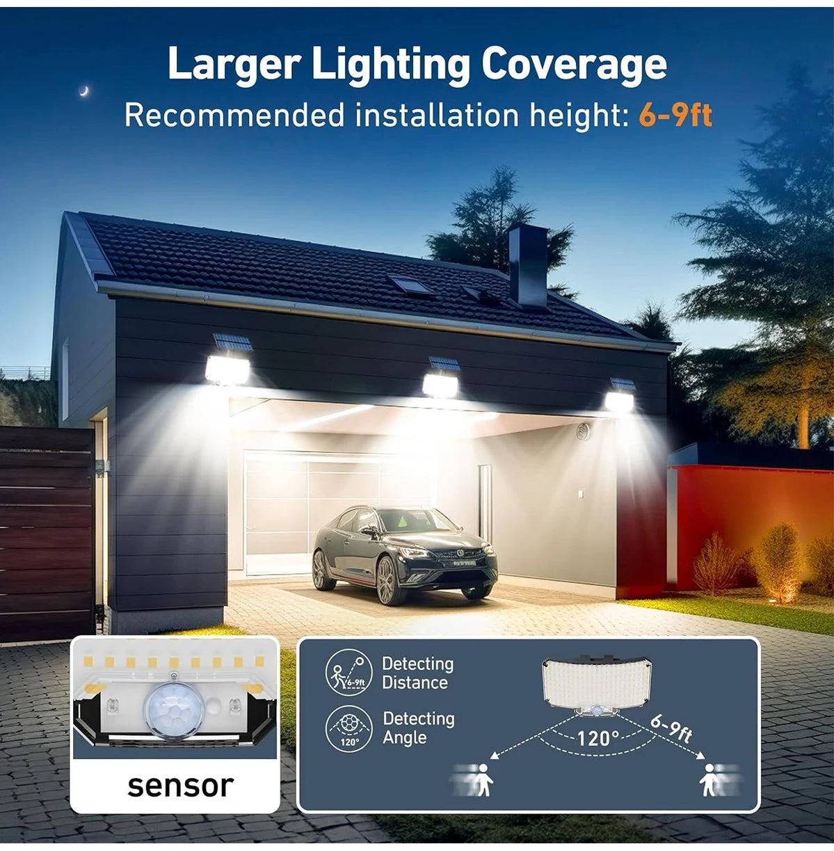 234LED Solar Motion Sensor Flood Light with Remote | IP65 Waterproof Outdoor Security Light for Garden, Wall & Driveway