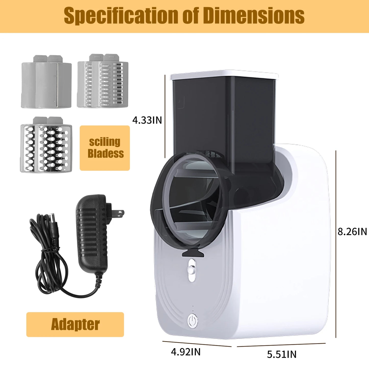 Electric Cheese & Vegetable Grater – 5-in-1 Slicer, Shredder & Food Processor for Salad & Fruits