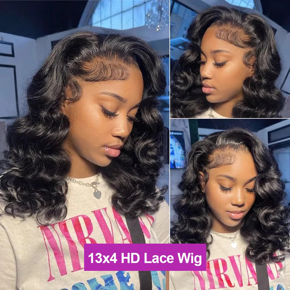 Body Wave HD Lace Frontal Wig 250% Density – Short Bob Human Hair Wig, Glueless 13x4 & 13x6 Transparent Lace, Natural Shine, Premium Salon Look