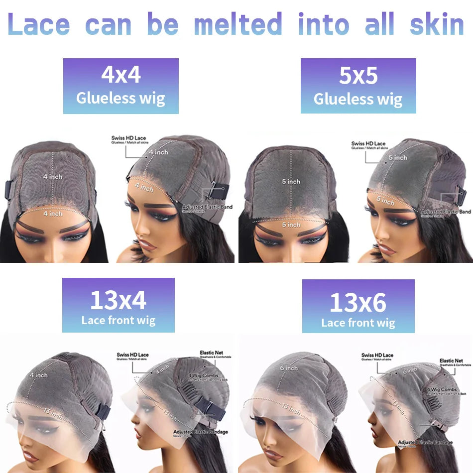 Glueless Bone Straight HD Lace Front Wig – Transparent Lace (4x4 / 5x5 / 13x4 / 13x6) Brazilian Remy Human Hair