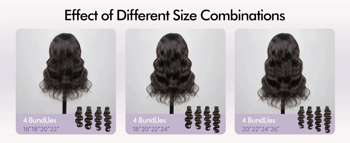 12A Brazilian Body Wave Raw Human Hair Bundles (30–40 Inch) – Wet & Wavy Remy Weave Extensions