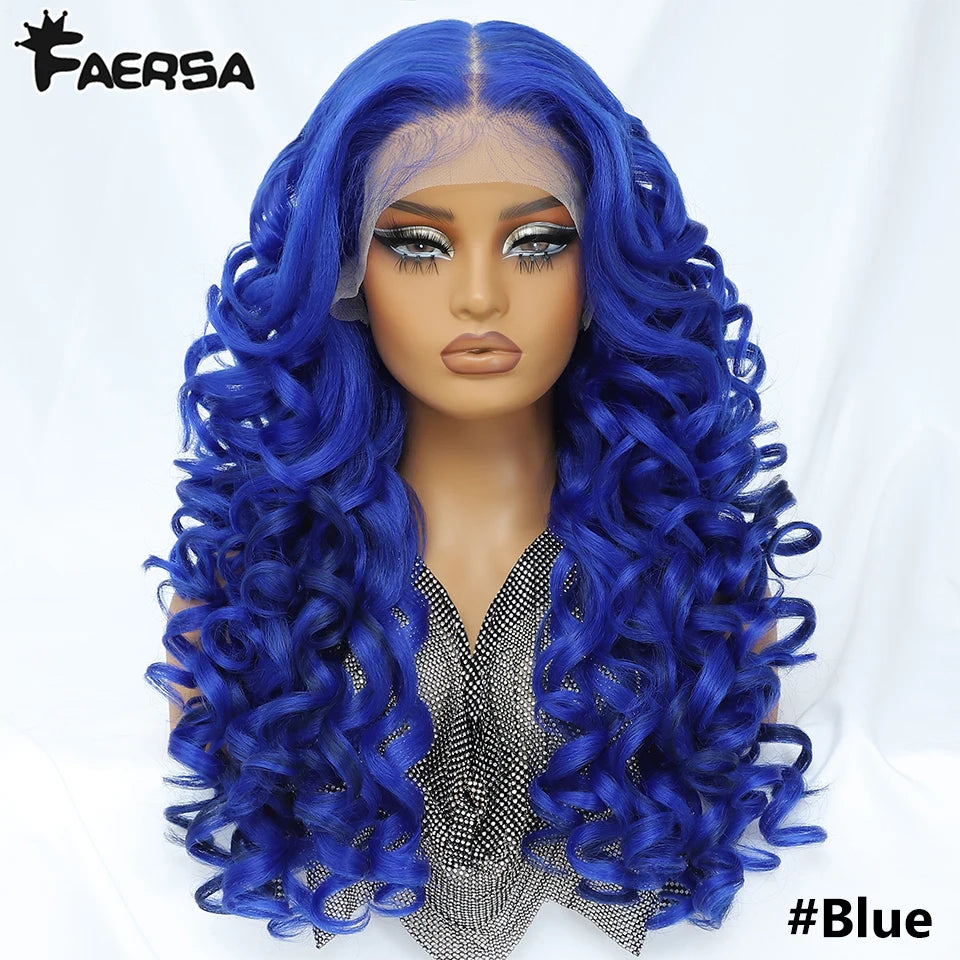 Latisha 13x6 Lace Front Wig – Curly Highlight Synthetic Wig with Baby Hair, 24 Inch Heat-Resistant Fiber