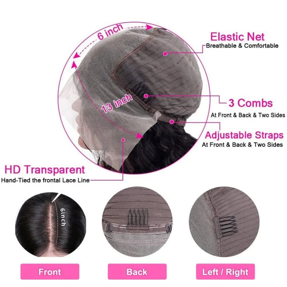 40 Inch Straight Glueless HD Lace Front Human Hair Wig (13x6 / 13x4) – 250% Density Natural Black