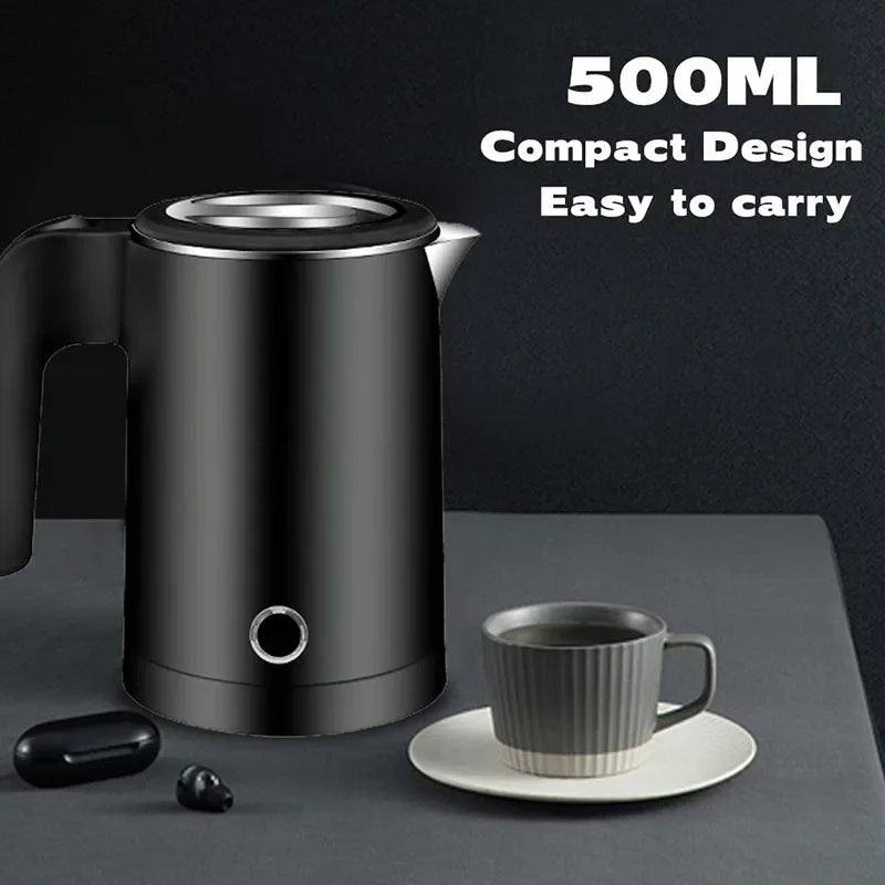 500ML Travel Electric Kettle – Portable Stainless Steel Water Boiler for Tea, Coffee & Camping