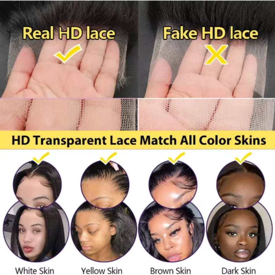 HD Transparent 13x4 · 13x6 Body Wave Lace Front Human Hair Wig – 30/36 Inch Pre-Plucked Brazilian Wig