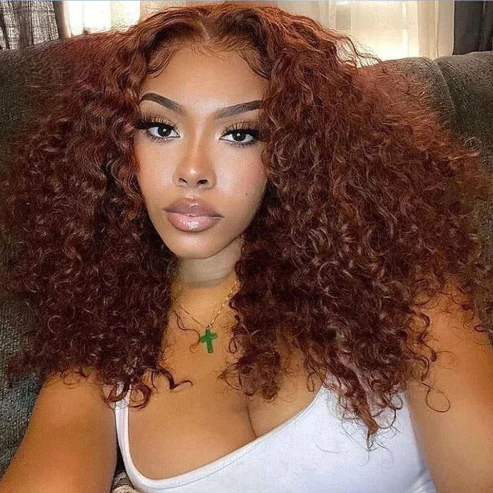 Brown Kinky Curly Short Bob Wig 13x4 / 4x4 HD Lace Human Hair