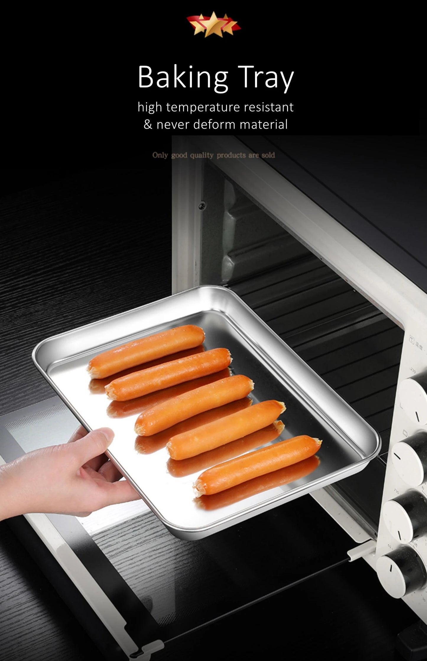 304 Stainless Steel Baking Tray – LFGB Certified, Fall-Resistant Steaming Dish (27–37.5cm Rectangular Pan)