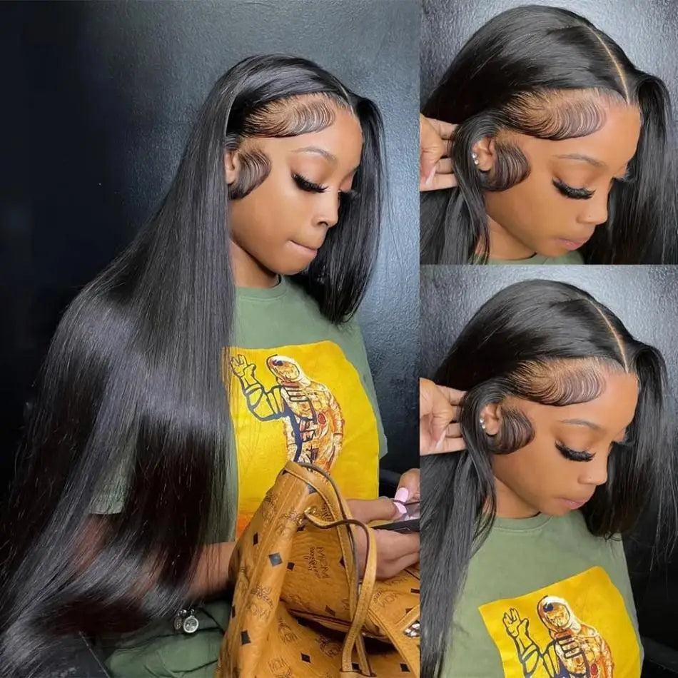 Glueless Bone Straight HD Lace Front Wig – Transparent Lace (4x4 / 5x5 / 13x4 / 13x6) Brazilian Remy Human Hair
