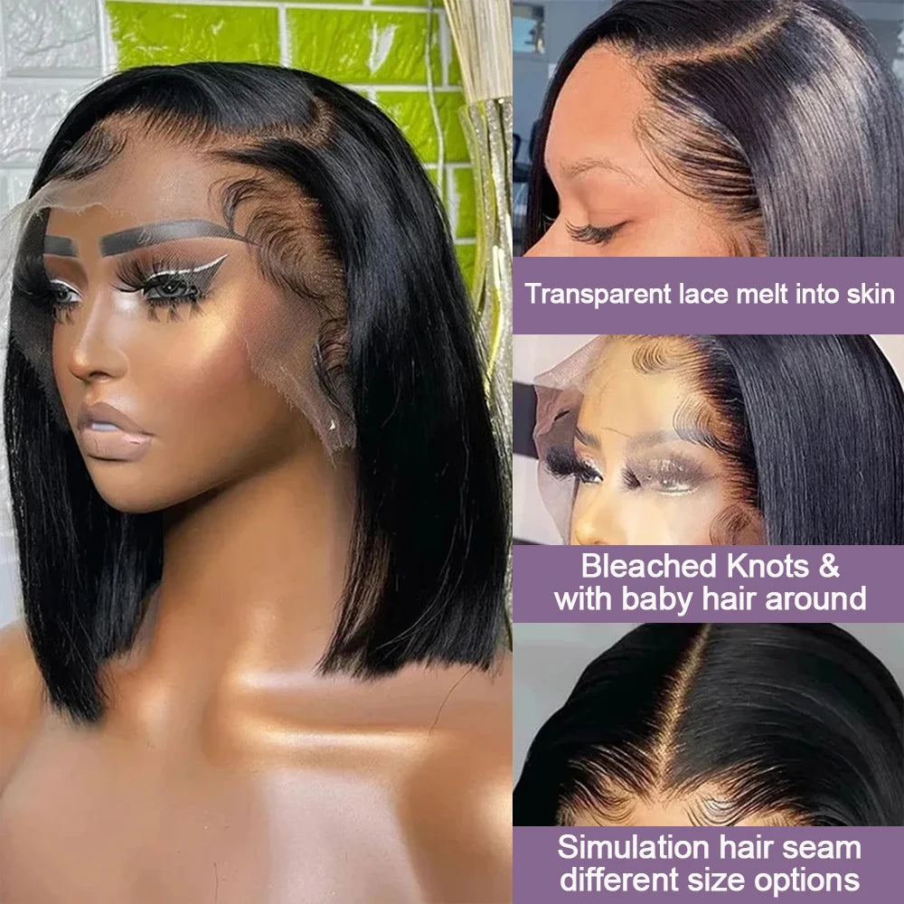 Wear & Go Glueless 13x6 HD Lace Front Short Bob Wig (Vietnamese Remy, Multi-Parting, Pre-Plucked)