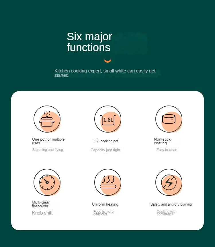 Smart Electric Hot Pot Cooker – Multi-Function Mini Steamer & Rice Cooker (EU Plug)