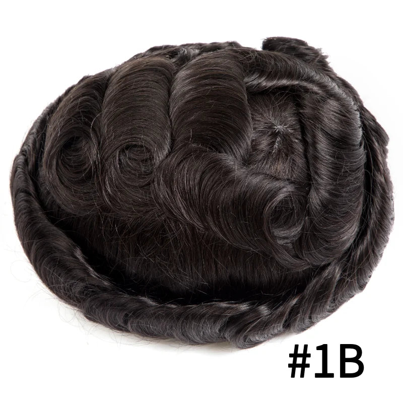 Men's Indian Remy Hair Toupee – Injection PU Skin Base, 120%/130% Density