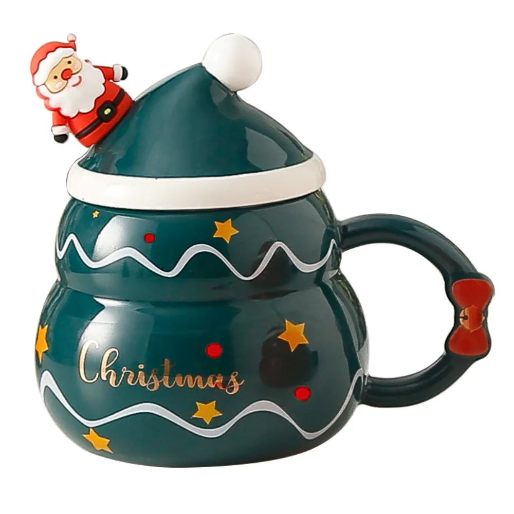 Christmas Ceramic Mug – Nordic Style Santa & Snowman Cup Gift for Holiday Season