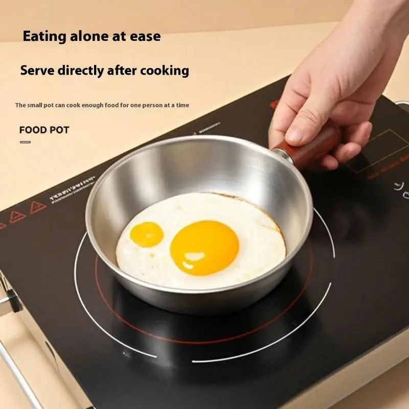 Stainless Steel Bowl with Walnut Wood Handle – 14cm Fruit & Salad Serving Bowl