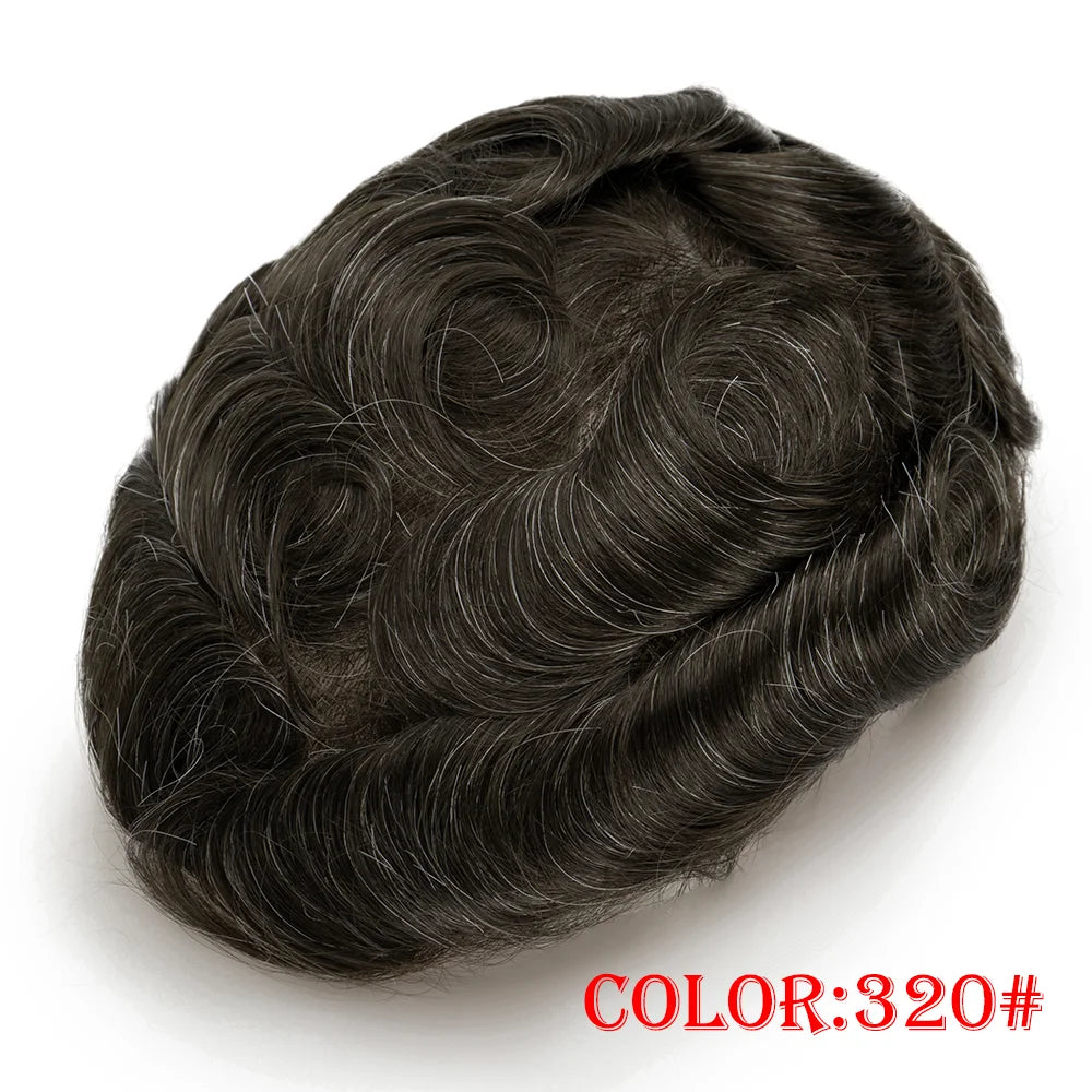 Men Toupee Wig Natural Hairline V Loop Thin Skin | Remy Human Hair System 0.03mm