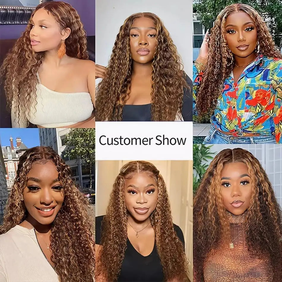 Wiggogo Highlight Curly 13x6/13x4 HD Lace Frontal Human Hair Wig – P4/27 & 1B/30 Ombre Deep Wave