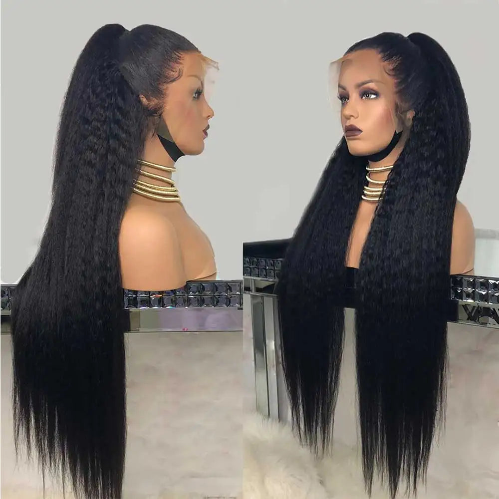 Invisible Strap 360 HD Full Lace Glueless Kinky Straight Human Hair Wig