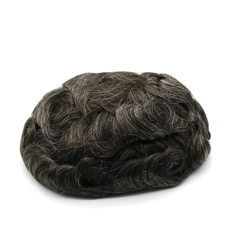 Men's Human Hair Toupee – Lace & PU Base, Straight, 6x8 / 7x9 / 8x10