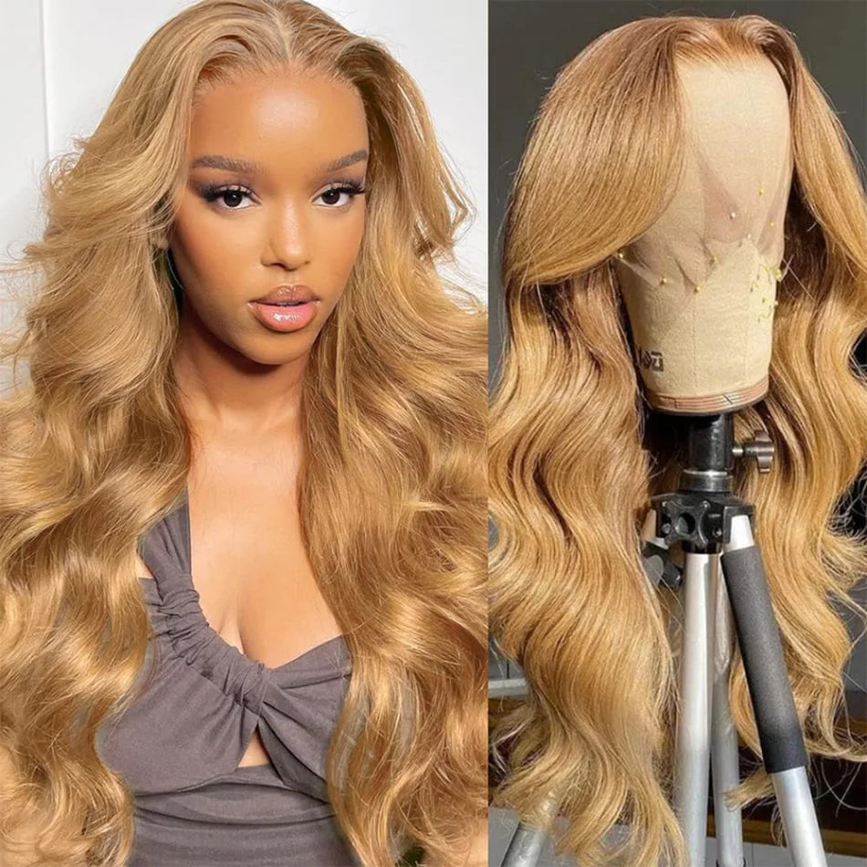 Honey Blonde 13x6 HD Lace Front Human Hair Wig – 250% Density Body Wave Brazilian Remy