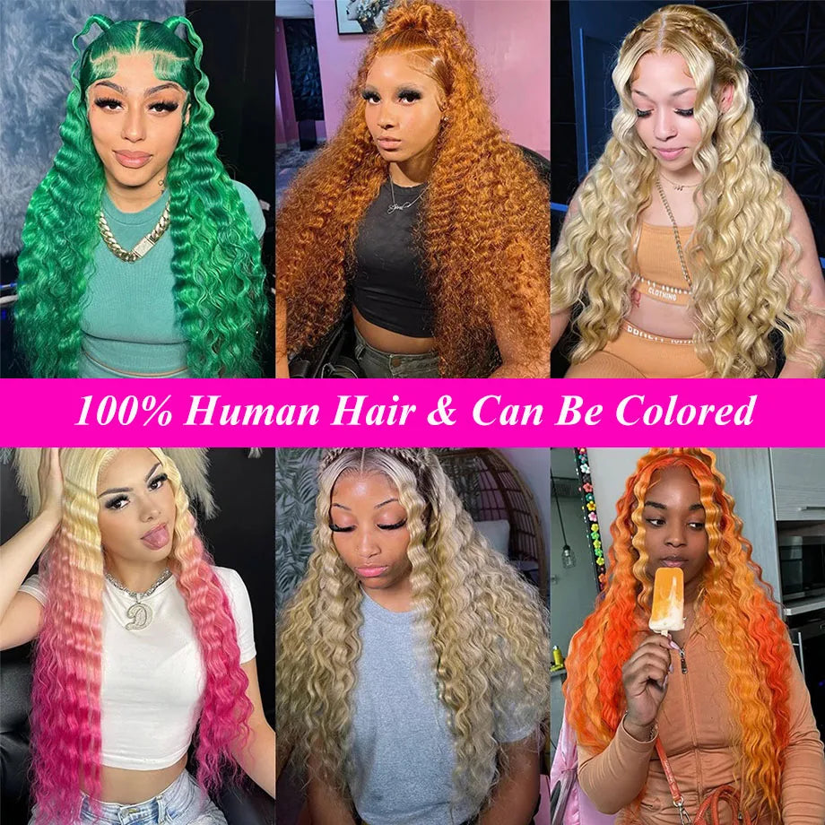 Curvique 613 Honey Blonde Deep Water Wave 13x6 HD Lace Front Wig (Brazilian Remy Human Hair)