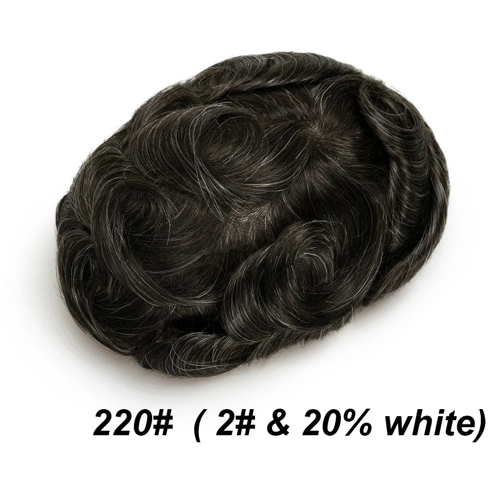 Men's Human Hair Toupee – Hollywood Skin & Lace Base, 6x8 / 7x9 / 8x10