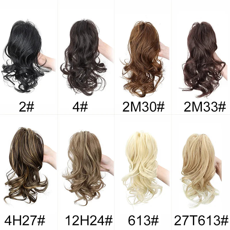 Curly Claw Clip Ponytail Extension | Synthetic Short Curly | 12 Inch | 80g | Black Brown Blonde