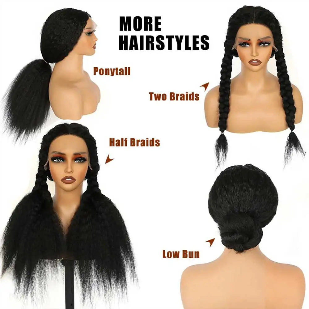 Invisible Strap 360 HD Full Lace Glueless Kinky Straight Human Hair Wig