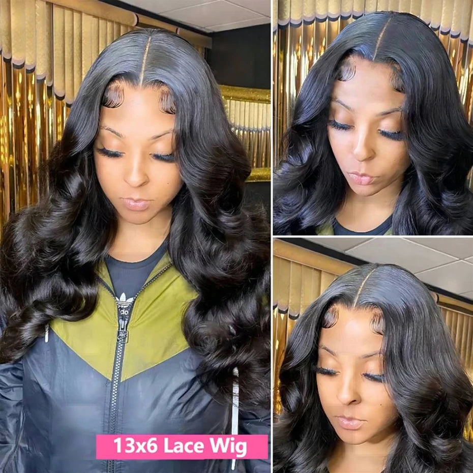 Bling Hair Body Wave 13x6 Lace Front Human Hair Wig (13x4 Option, Transparent Lace, 30–32 Inch, 180% Density)