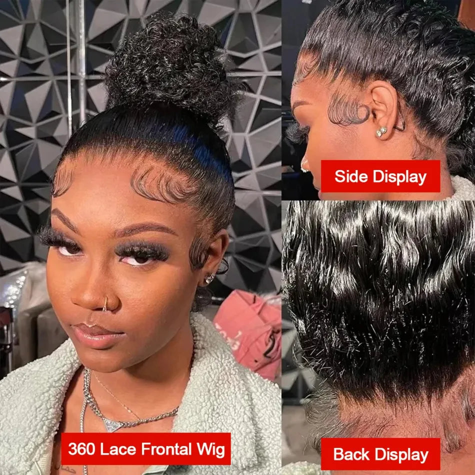 Deep Wave 360 HD Full Lace Human Hair Wig – Natural Black 40 Inch