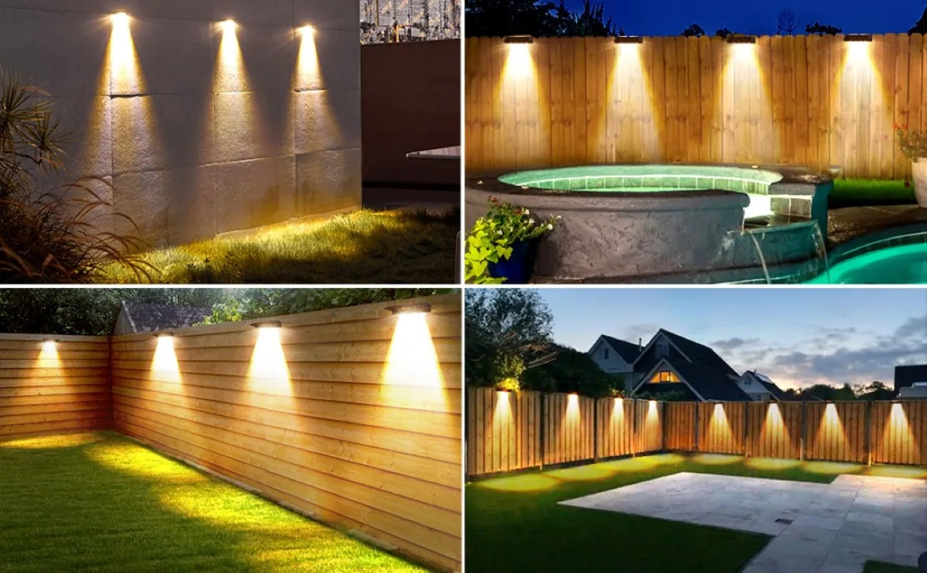 2 Pack LED Solar Wall Lights – Waterproof Outdoor Fence & Deck Lamps for Yard, Pathway, and Garden Decor