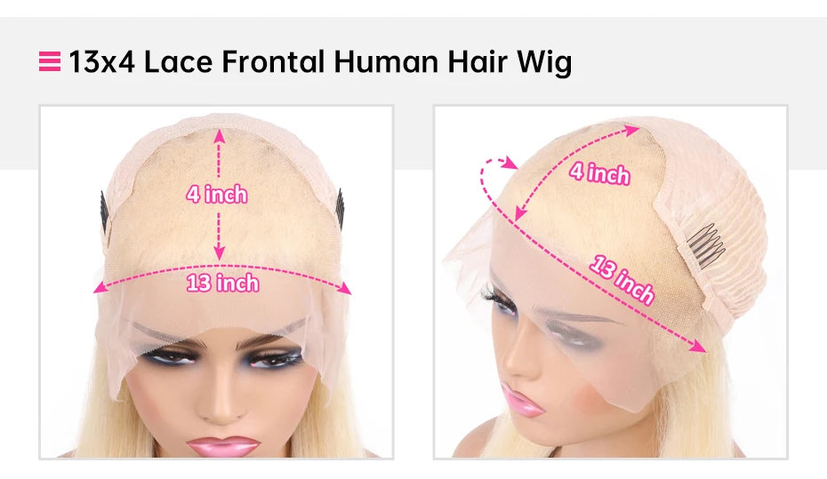 38 Inch 613 Blonde Straight 360 Lace Frontal Wig – 250% Density Human Hair
