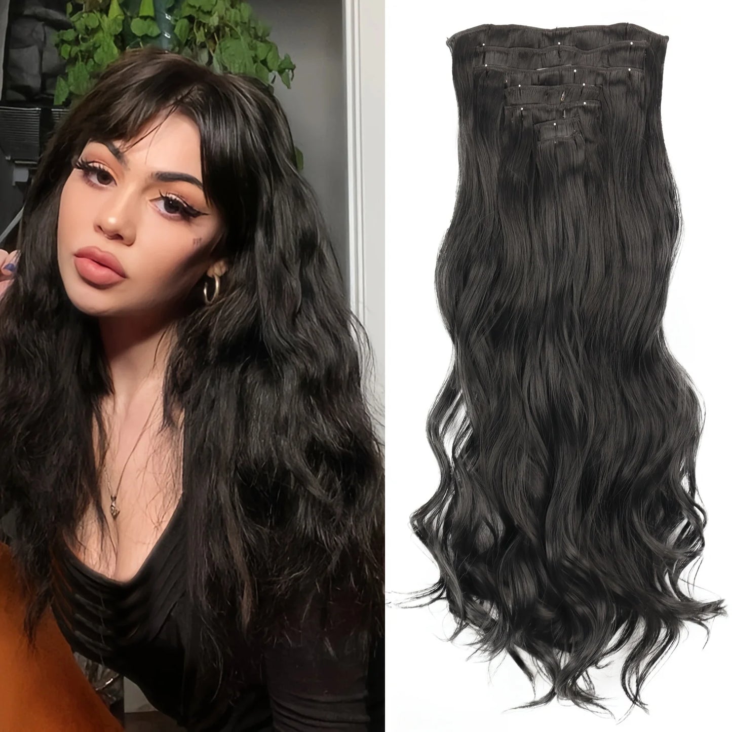 7Pcs Clip-in Hair Extensions | 24 Inch Straight | 60 Colors | Heat Resistant Fiber
