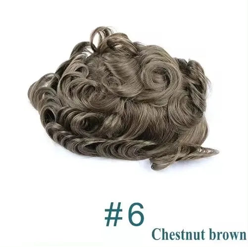 Men's Human Hair Toupee Wig – 30mm Wave, Natural Straight, 0.1mm PU Base