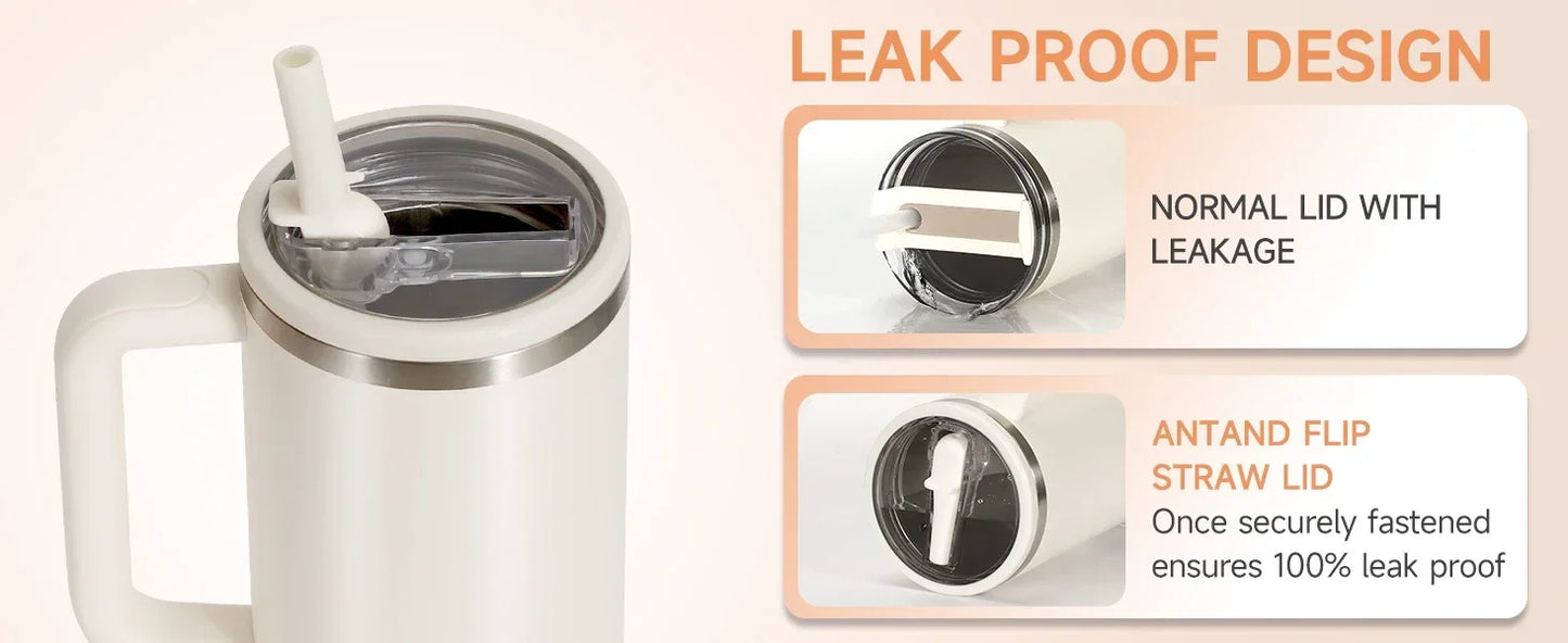 40oz Flip Straw Leak-Proof Lid – Replacement Tumbler Cover Compatible with Stanley Cup