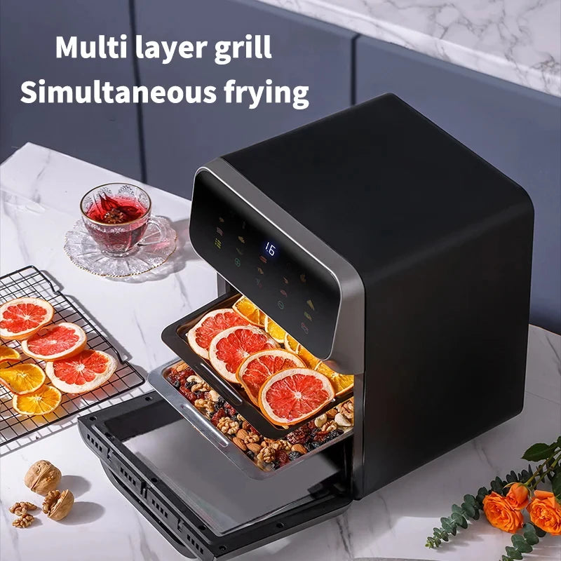 Smart 10L Oil-Free Air Fryer Oven with 360° Hot Air Convection — Large Capacity Electric Cooker for Healthy Home Cooking