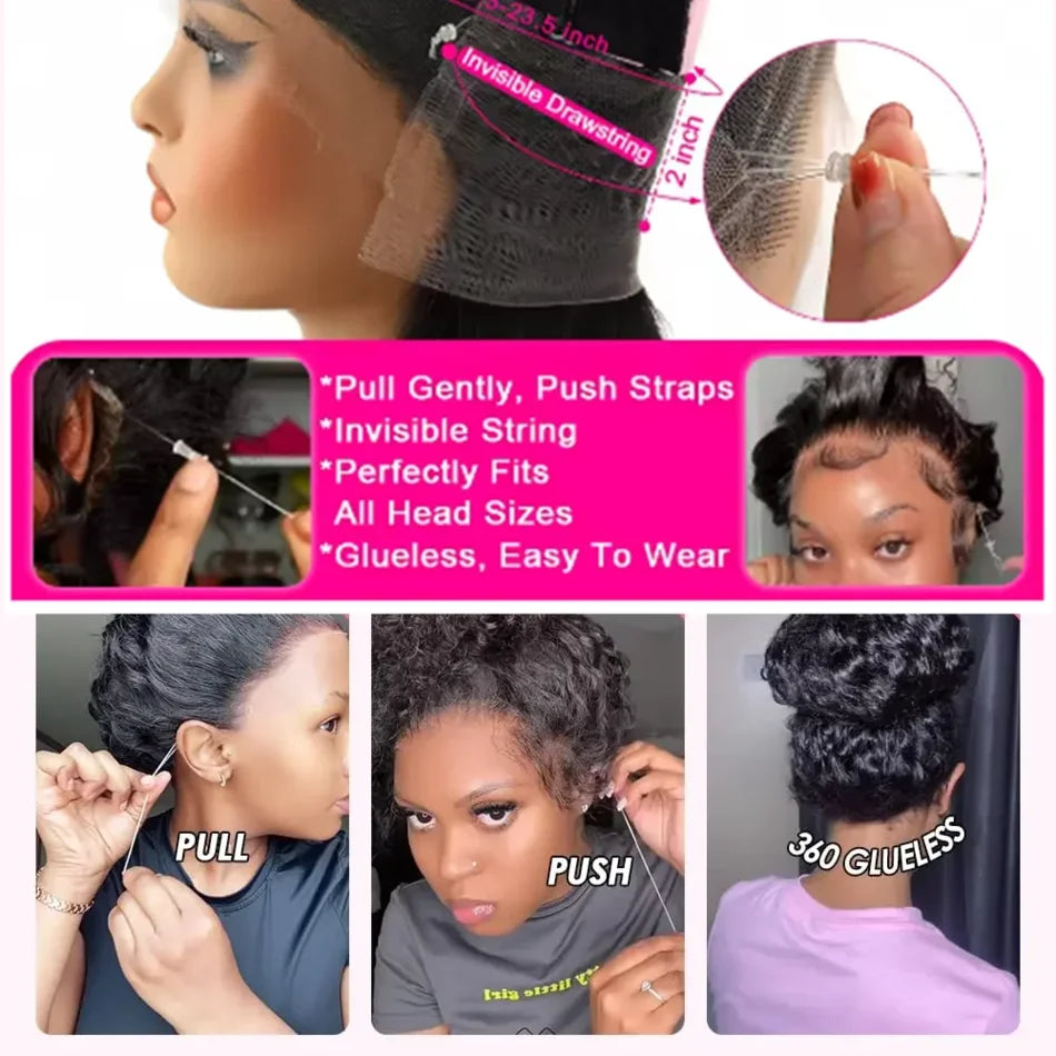 Deep Wave 360 HD Full Lace Human Hair Wig – Natural Black 40 Inch