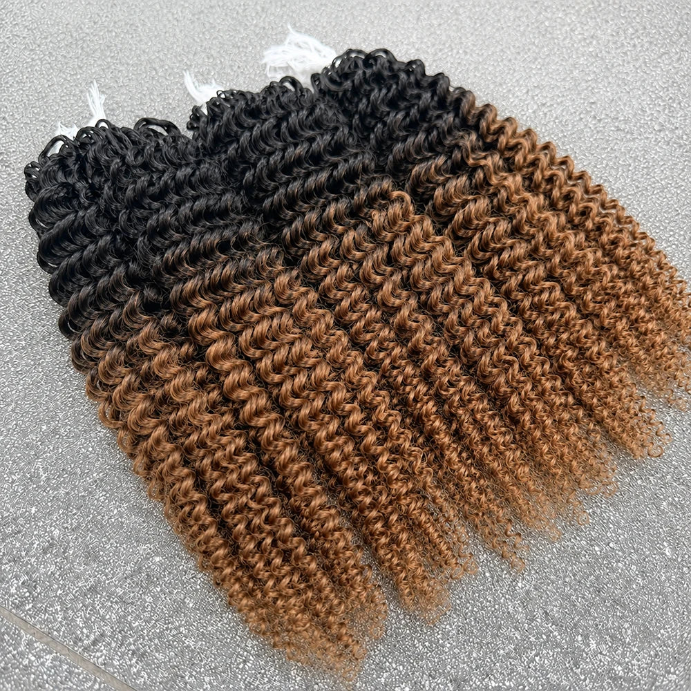 T1B/30 Kinky Curly Crochet Hair Extensions – Virgin Human Hair Knotless Pre-Separated Miracle Knot Braids