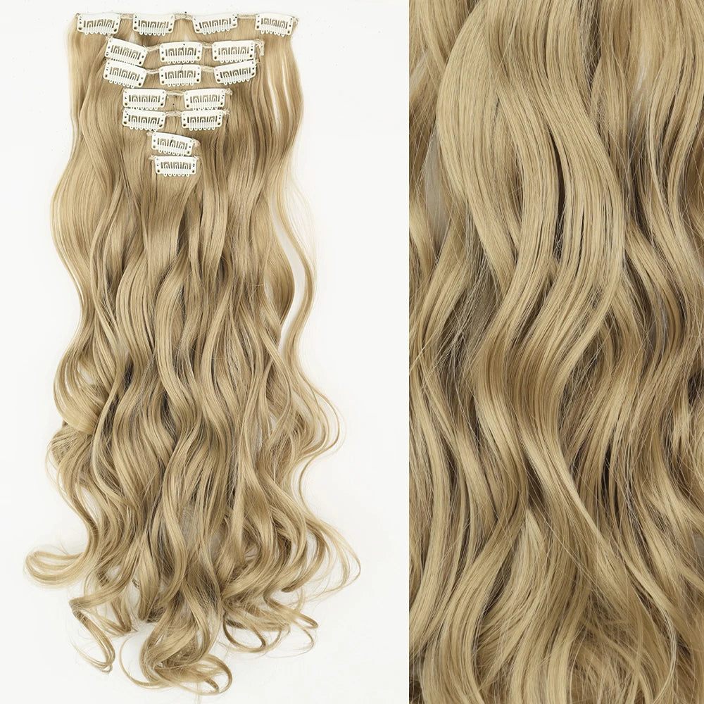 7Pcs Clip-in Hair Extensions | 24 Inch Straight | 60 Colors | Heat Resistant Fiber