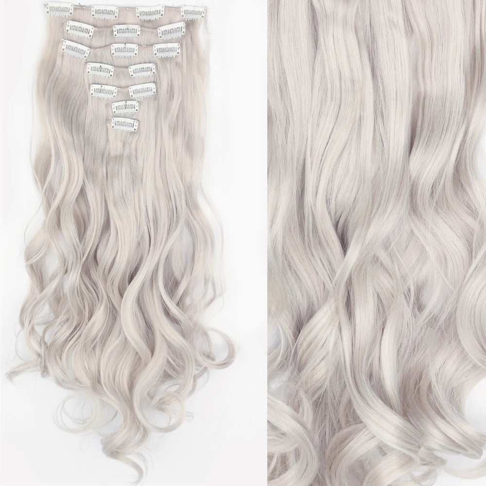 7Pcs Clip-in Hair Extensions | 24 Inch Straight | 60 Colors | Heat Resistant Fiber