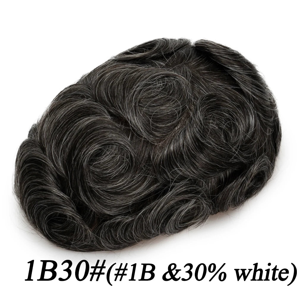 Men's Human Hair Toupee – Hollywood Skin & Lace Base, 6x8 / 7x9 / 8x10