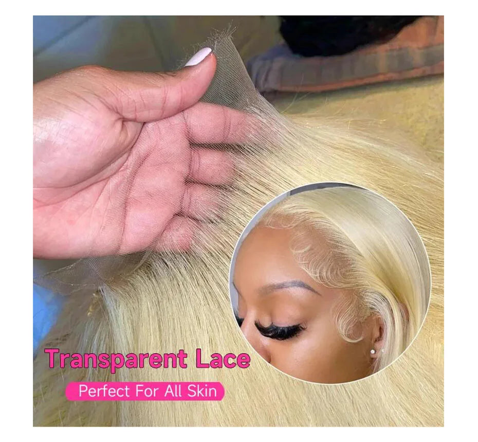 HD Transparent 613 Blonde 13x4 / 13x6 / 360 Lace Front Human Hair Wig – Bone Straight, Pre-Plucked, High Density