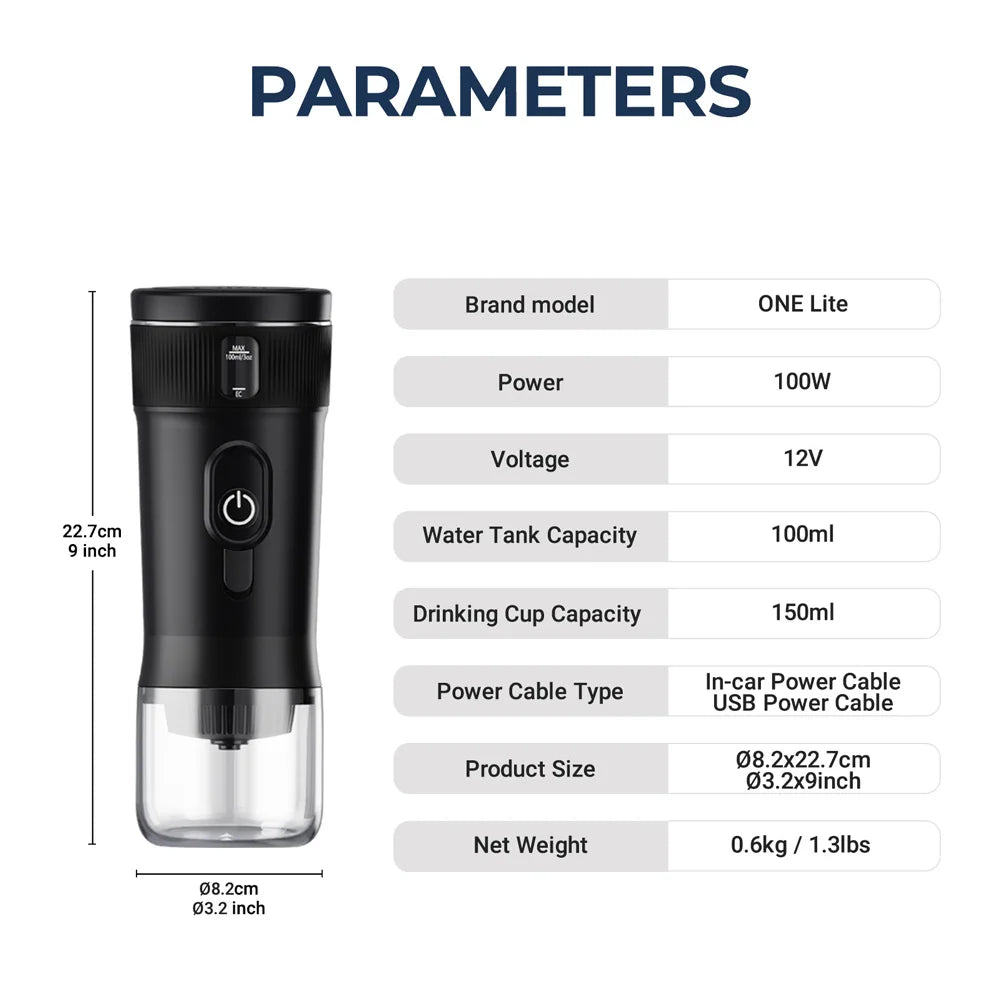 Portable 12V Espresso Coffee Maker – Compact Travel Machine for Car, Camping & Outdoors