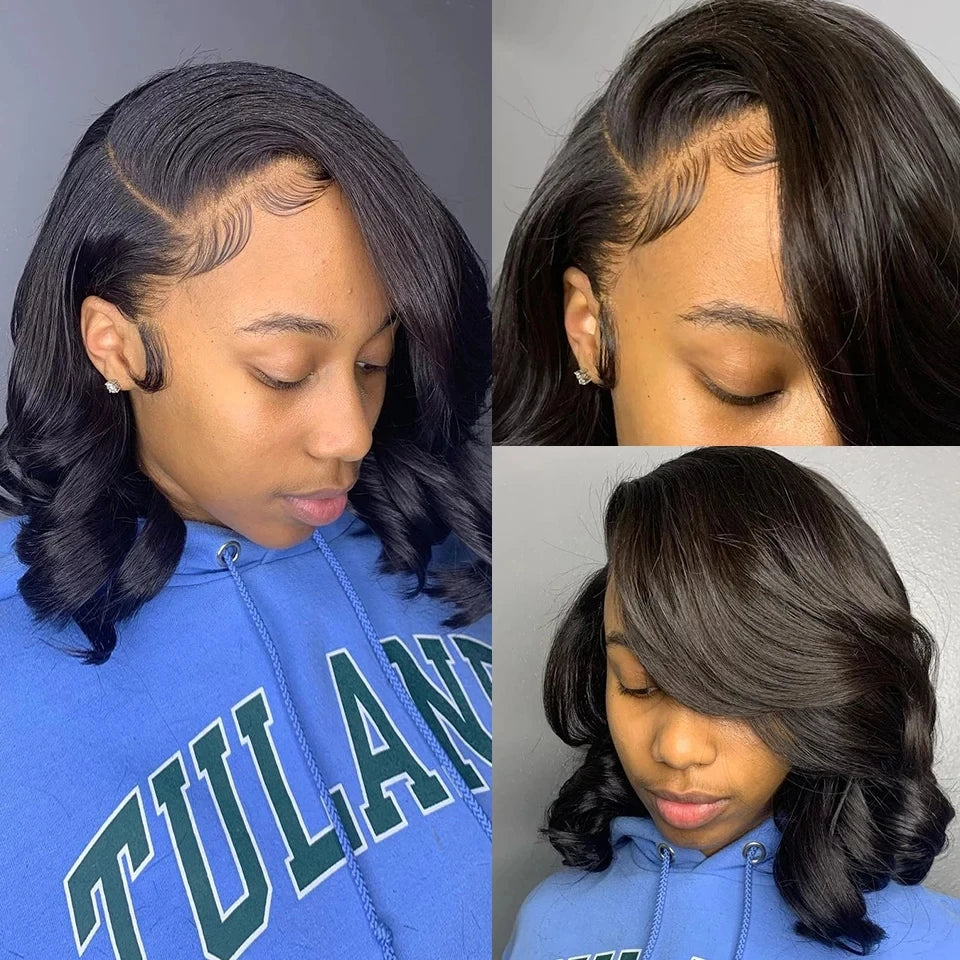Body Wave Bob Wig 13x6 Transparent Lace Frontal Brazilian Human Hair Wig – Virgin Remy, 180% Density