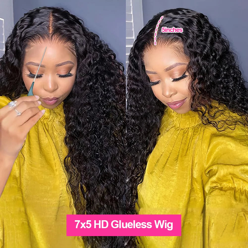 Wear & Go Water Wave Glueless Human Hair Wig 13x6 HD Lace Front – 250% Density Deep Wave